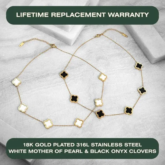 2 PC Set I 18K Gold Plated Four Leaf Clover Necklace I Dainty Clover Necklaces F - Picture 5 of 5